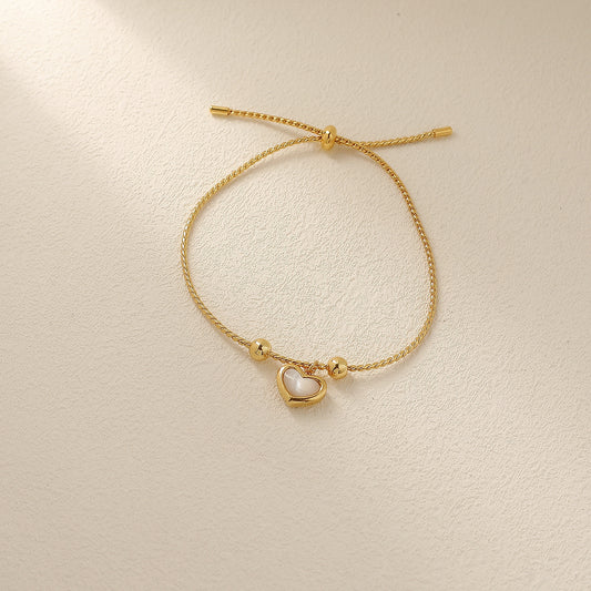 Sterling Silver Shell Heart Adjustable Bracelet