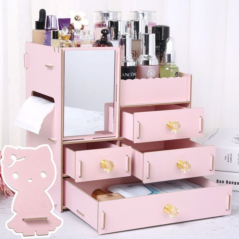 Wooden Tabletop Cosmetic and Jewelry Organizer