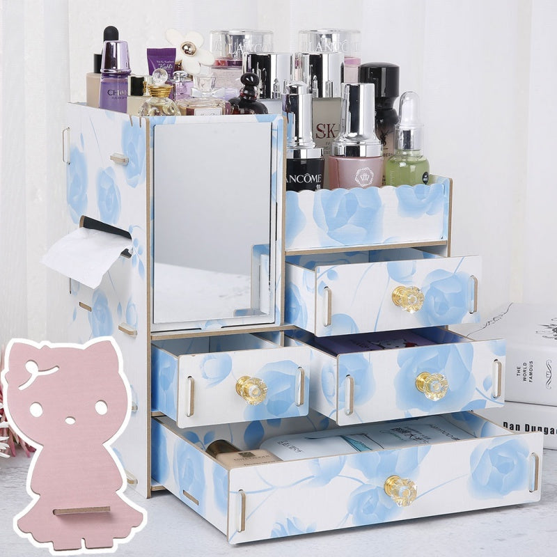 Wooden Tabletop Cosmetic and Jewelry Organizer