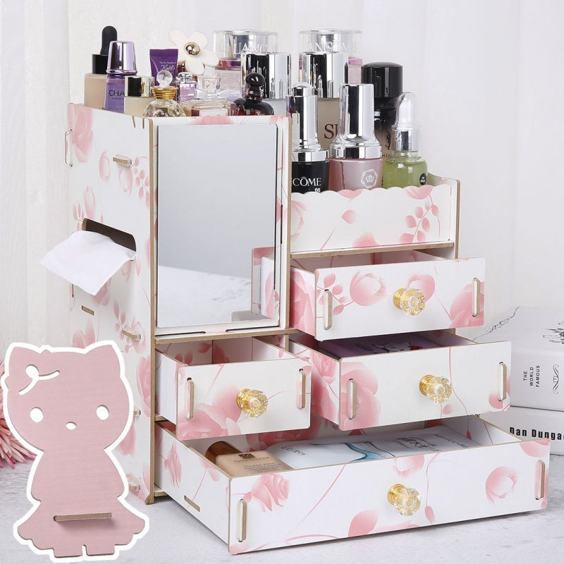 Wooden Tabletop Cosmetic and Jewelry Organizer
