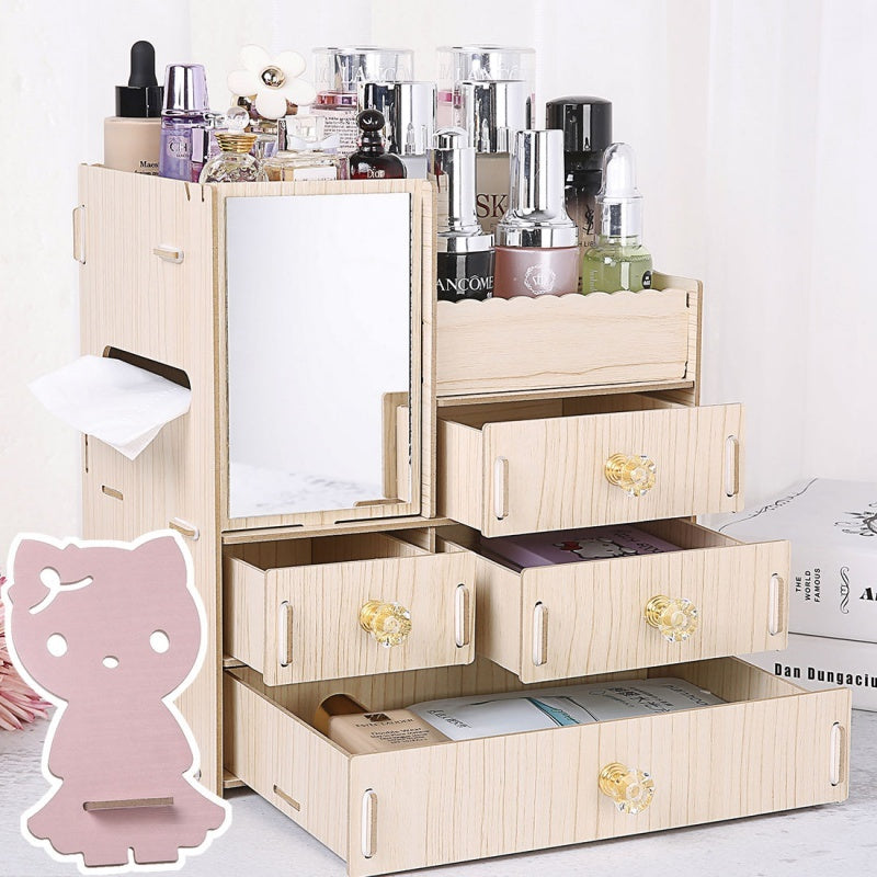 Wooden Tabletop Cosmetic and Jewelry Organizer