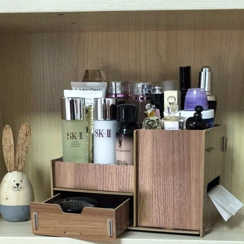 Wooden Tabletop Cosmetic and Jewelry Organizer