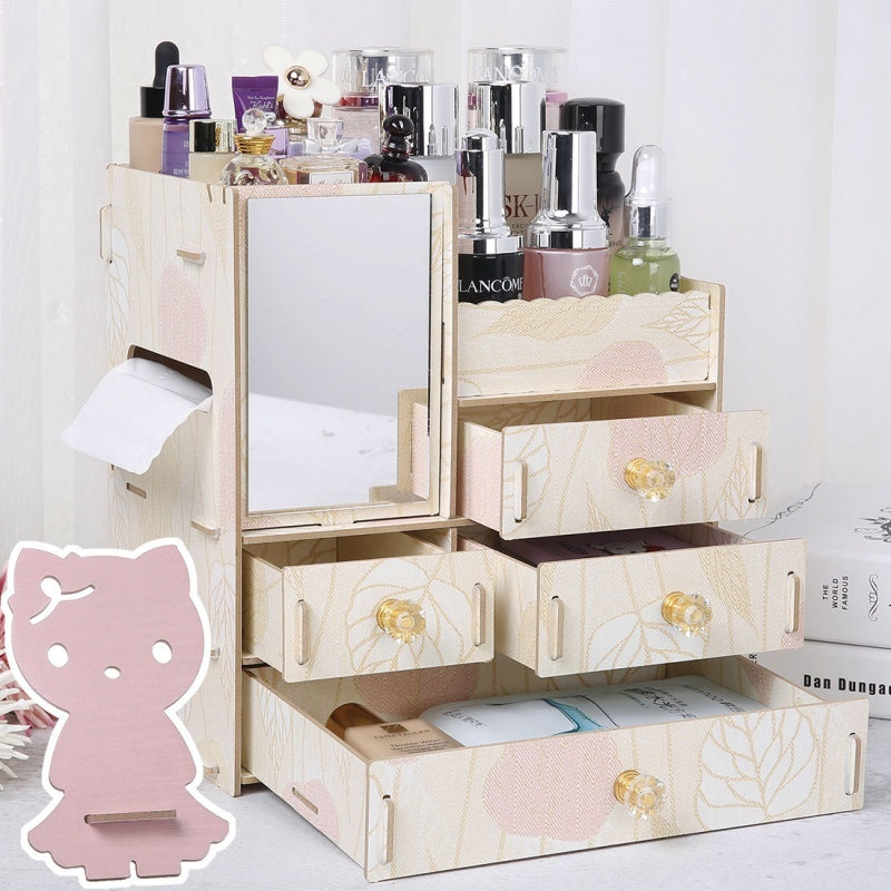 Wooden Tabletop Cosmetic and Jewelry Organizer