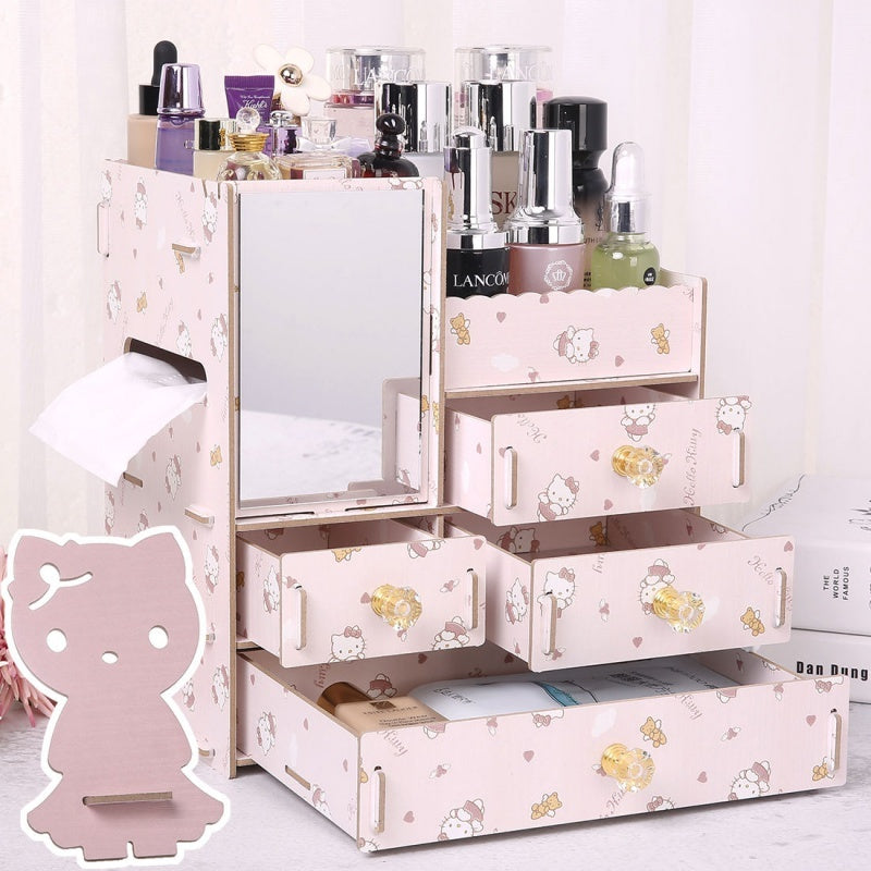 Wooden Tabletop Cosmetic and Jewelry Organizer