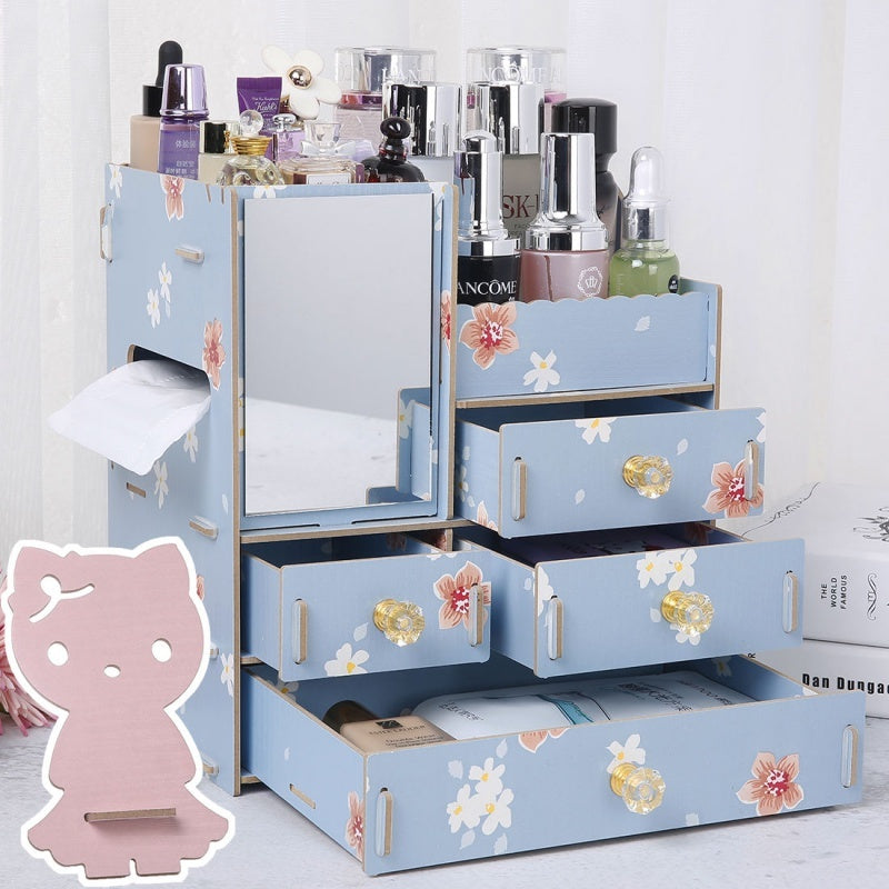 Wooden Tabletop Cosmetic and Jewelry Organizer