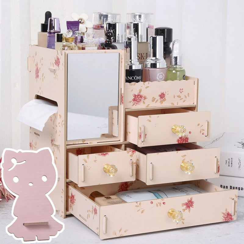 Wooden Tabletop Cosmetic and Jewelry Organizer