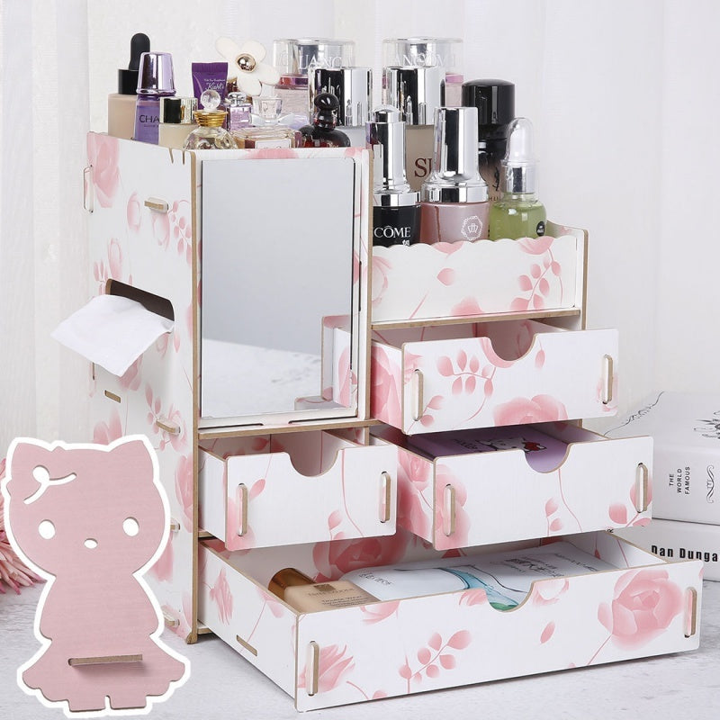 Wooden Tabletop Cosmetic and Jewelry Organizer