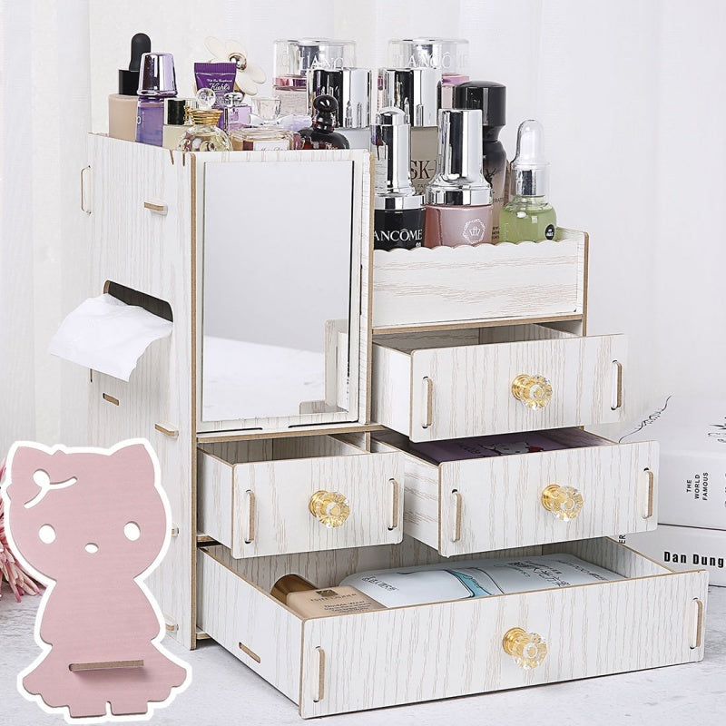 Wooden Tabletop Cosmetic and Jewelry Organizer