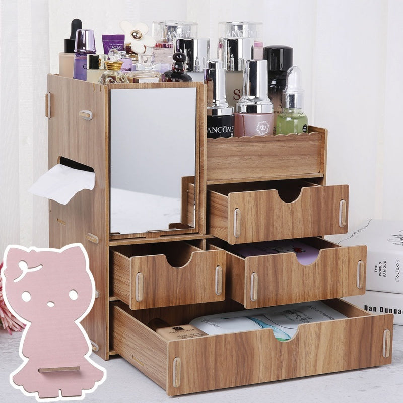 Wooden Tabletop Cosmetic and Jewelry Organizer