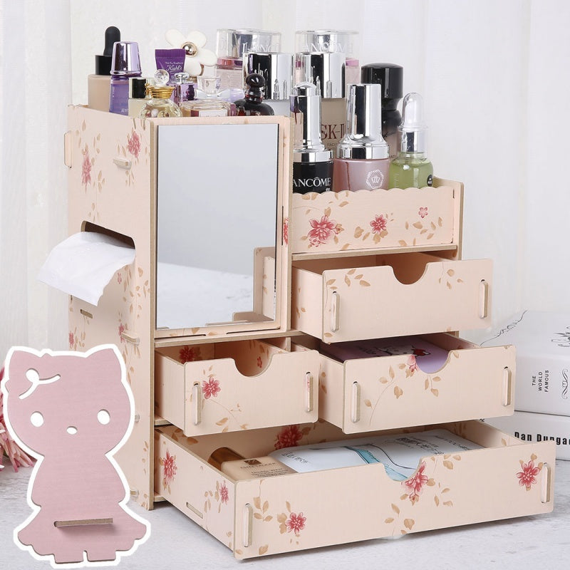 Wooden Tabletop Cosmetic and Jewelry Organizer
