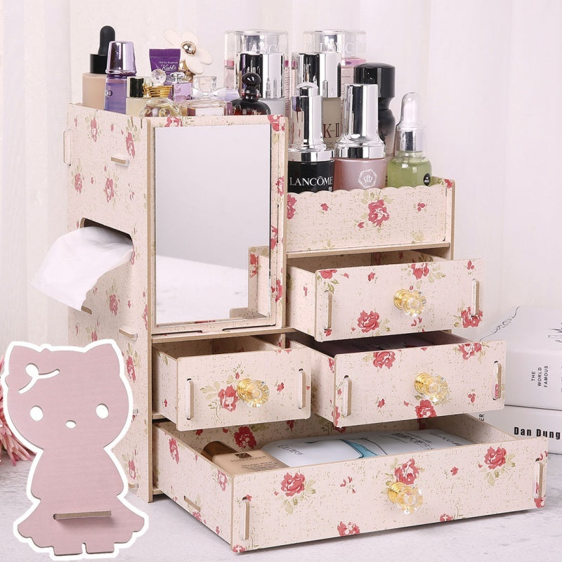 Wooden Tabletop Cosmetic and Jewelry Organizer