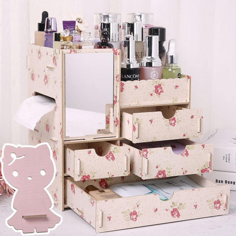 Wooden Tabletop Cosmetic and Jewelry Organizer