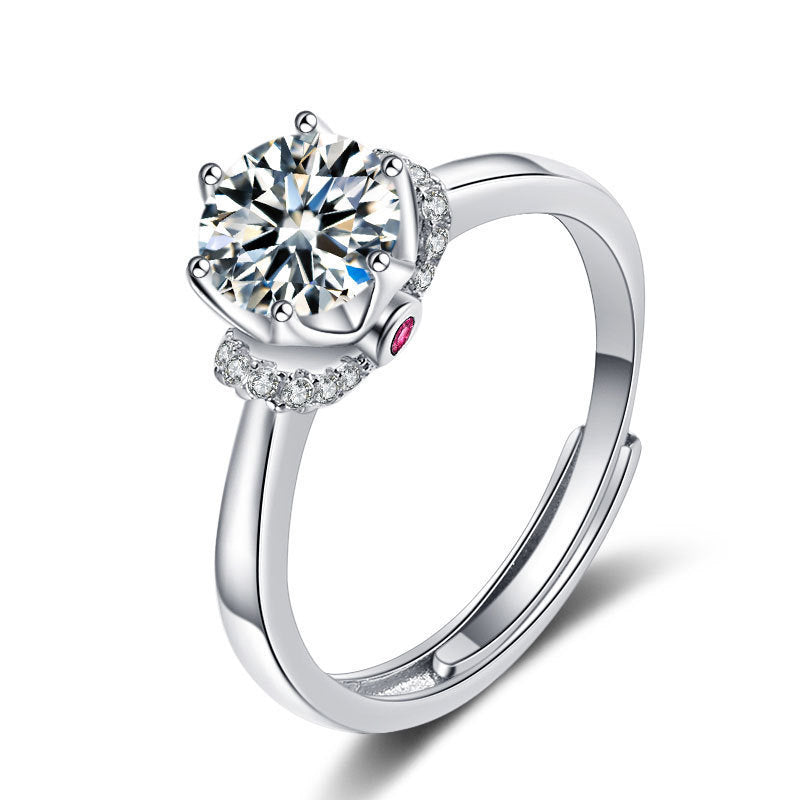 Imitation Moissan Diamond Crown Ring for Women