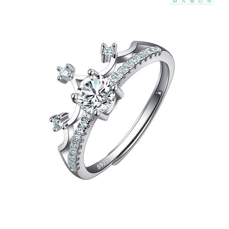 Imitation Moissan Diamond Crown Ring for Women