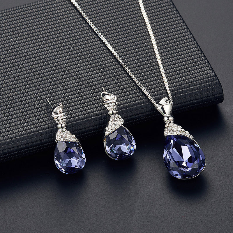 Gold Plated Crystal Peacock & Rhinestone Jewelry Set