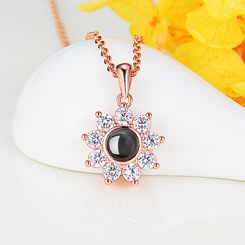 Custom Sunflower Projection Necklace