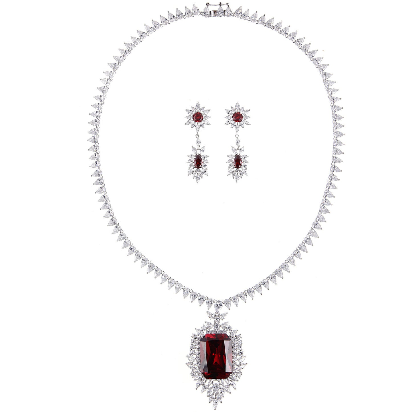 Elegant Ruby Red Fine Jewelry Set