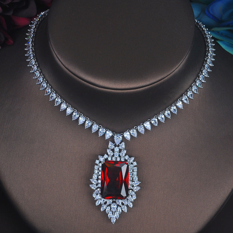 Elegant Ruby Red Fine Jewelry Set