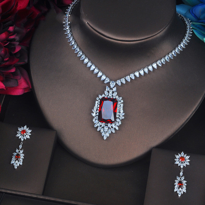 Elegant Ruby Red Fine Jewelry Set