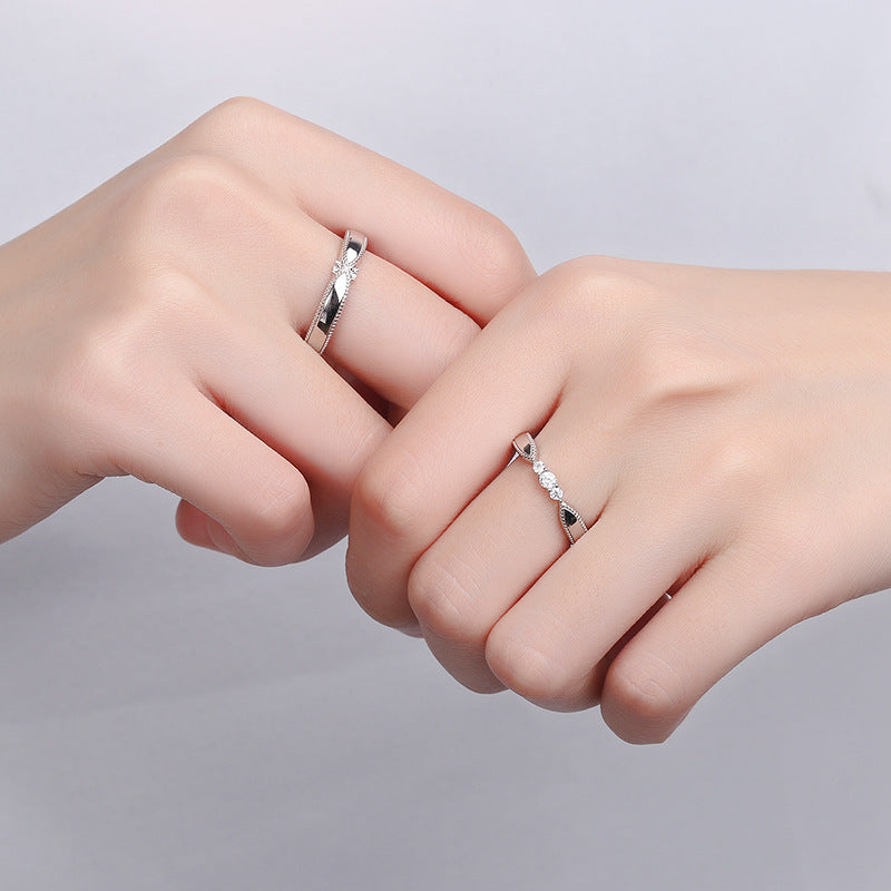 Silver Angel Couple's Ring Set