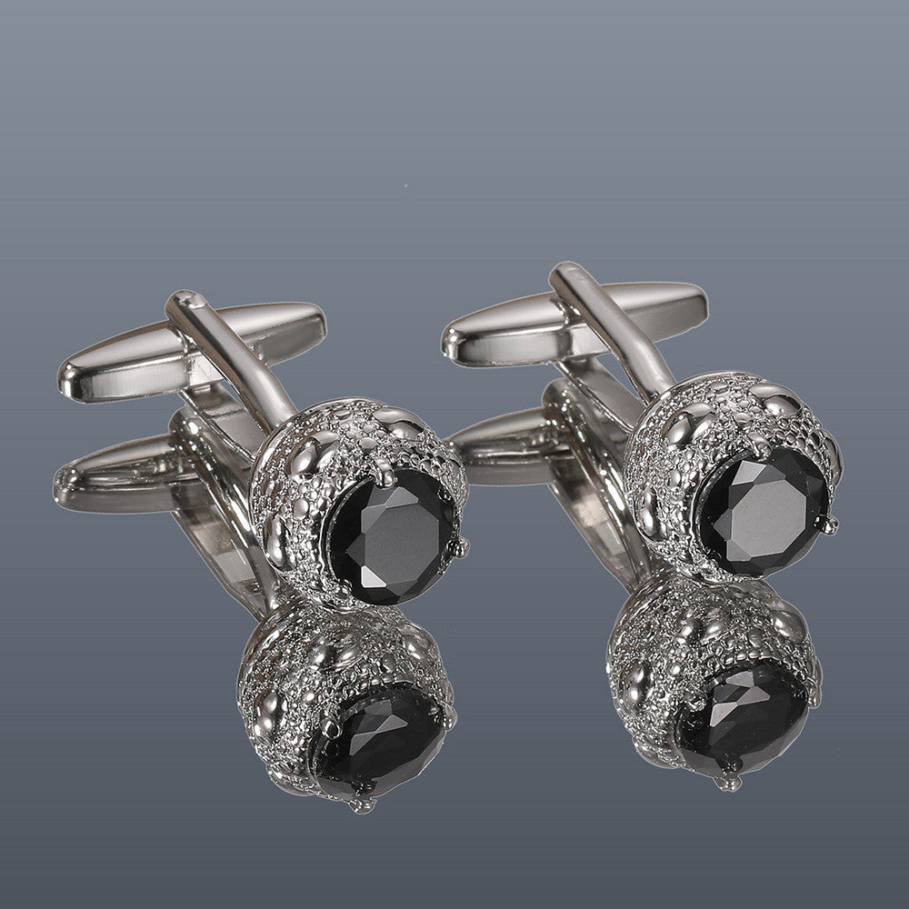 Men's Round Copper Cufflinks with Zircon