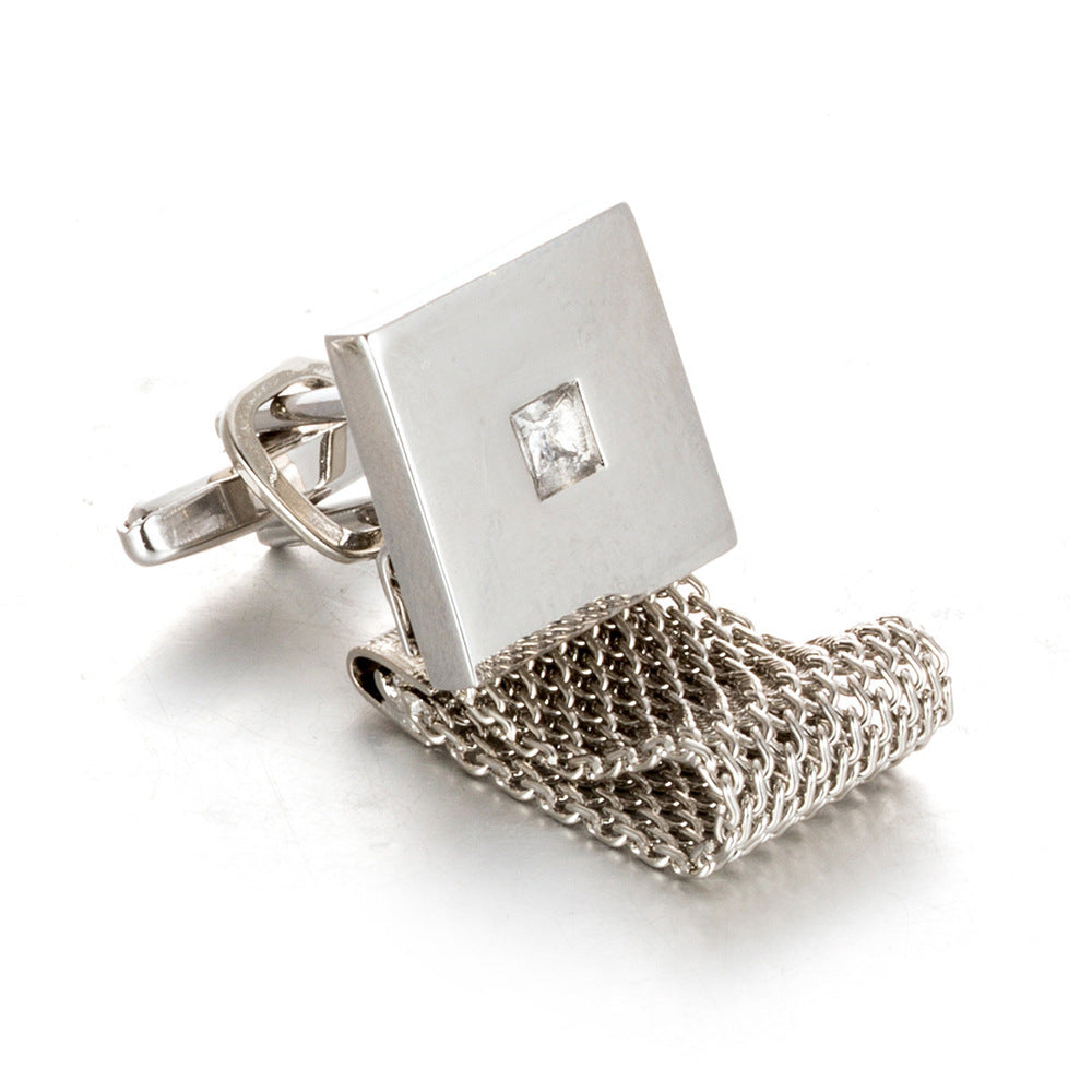 Elegant Square White Crystal Business Cufflinks