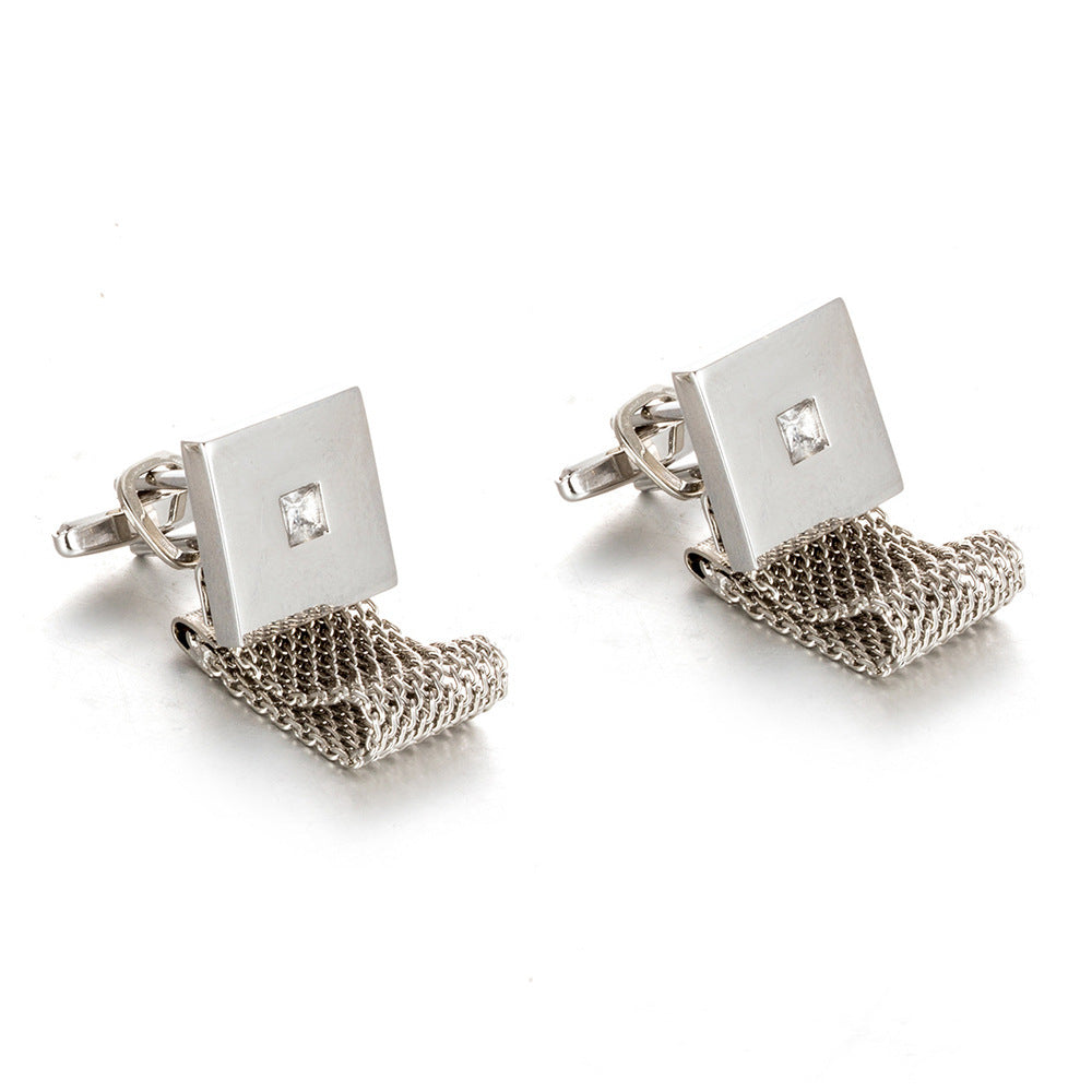 Elegant Square White Crystal Business Cufflinks