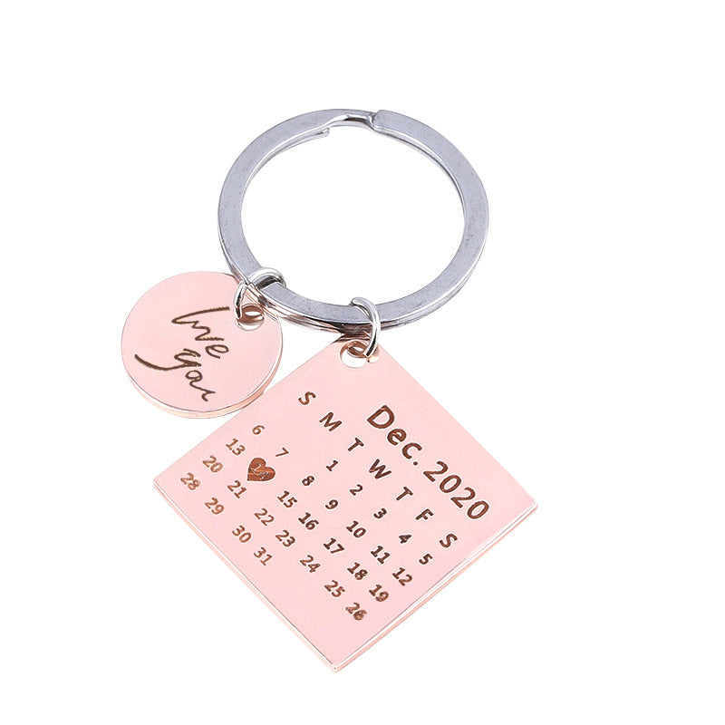 Stainless Steel Calendar Keychain with Custom Engraving