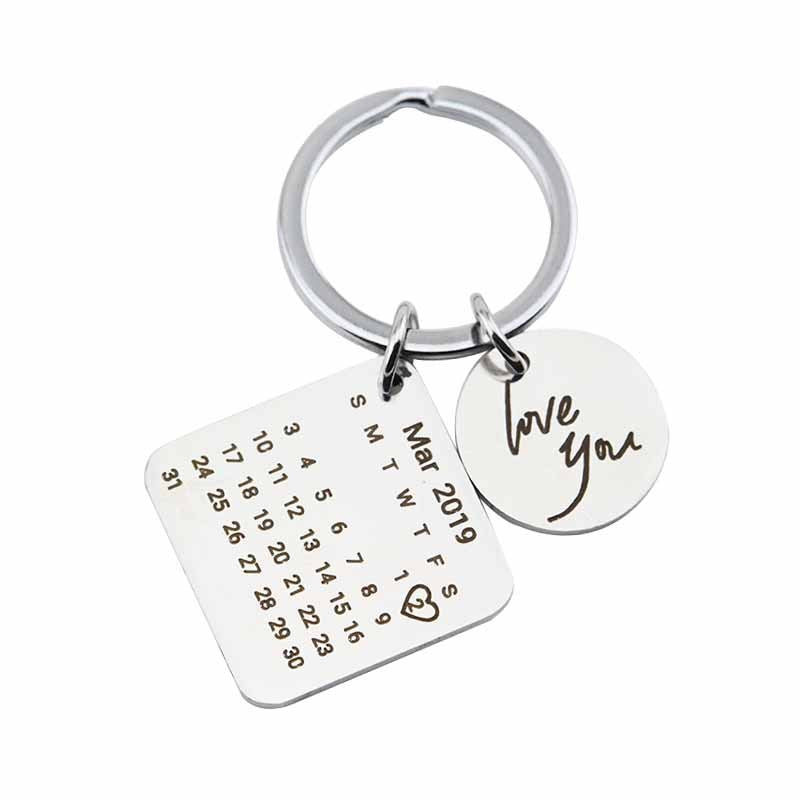 Stainless Steel Calendar Keychain with Custom Engraving