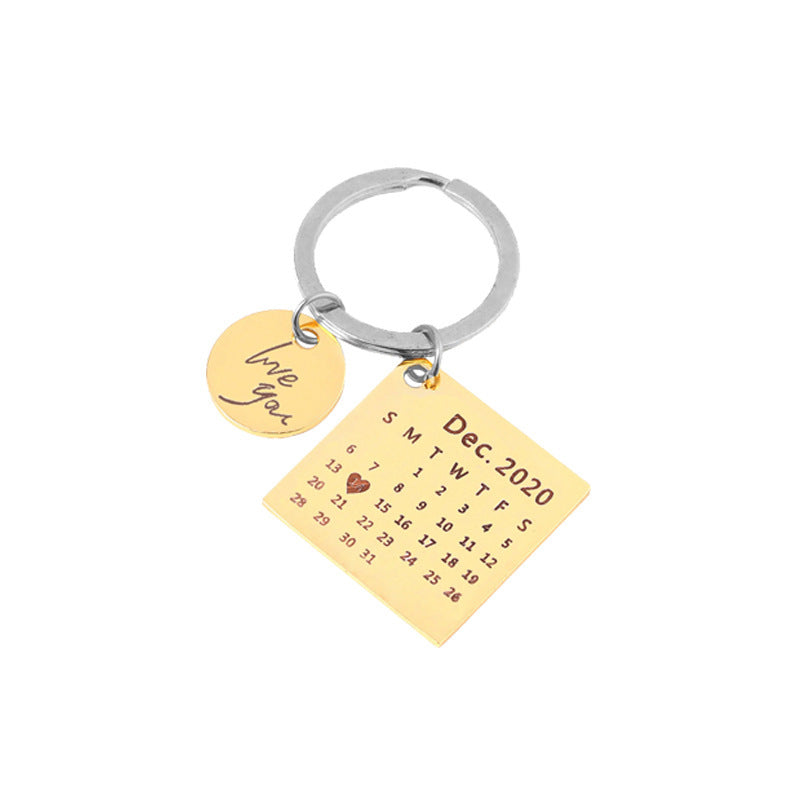 Stainless Steel Calendar Keychain with Custom Engraving