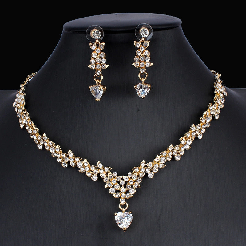 Golden Zircon Bridal Jewelry Two-piece Set