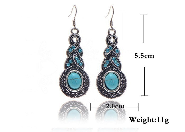 Vintage Bohemian Blue Crystal Turquoise Jewelry Set