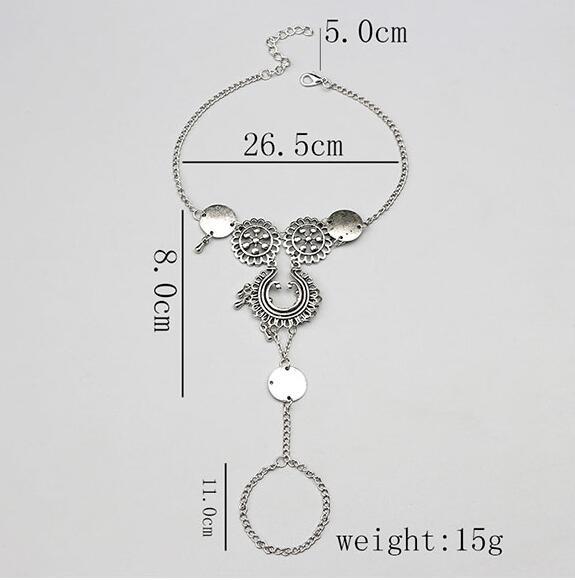 Vintage Layered Silver Toe Ring Anklet with Tassel & Boho Charms