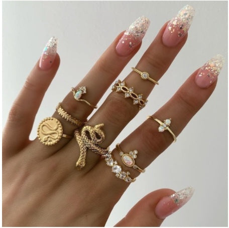 Gold Boho & Vintage Stackable Ring Set