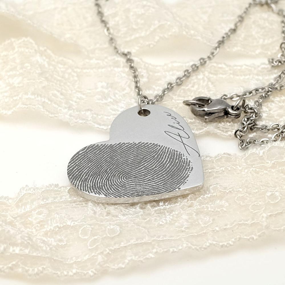 Personalized Fingerprint and Name Necklace