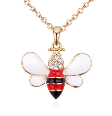 Cute Drop Oil Studded Bee Pendant
