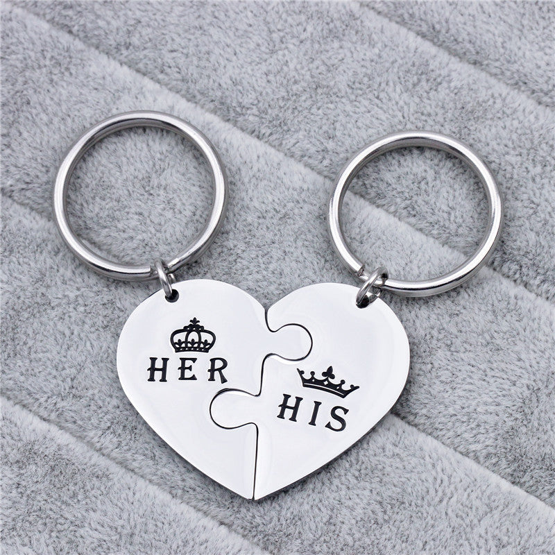 Titanium Steel Peach Heart Keychain