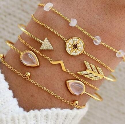 Celestial Charm Bead Chain Bracelet Set