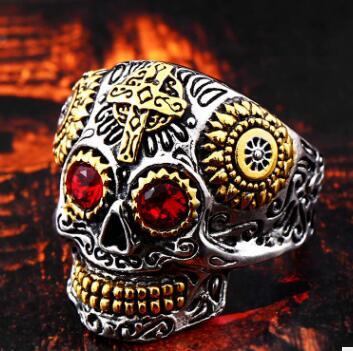 Vintage Cross Sugar Skull Ring