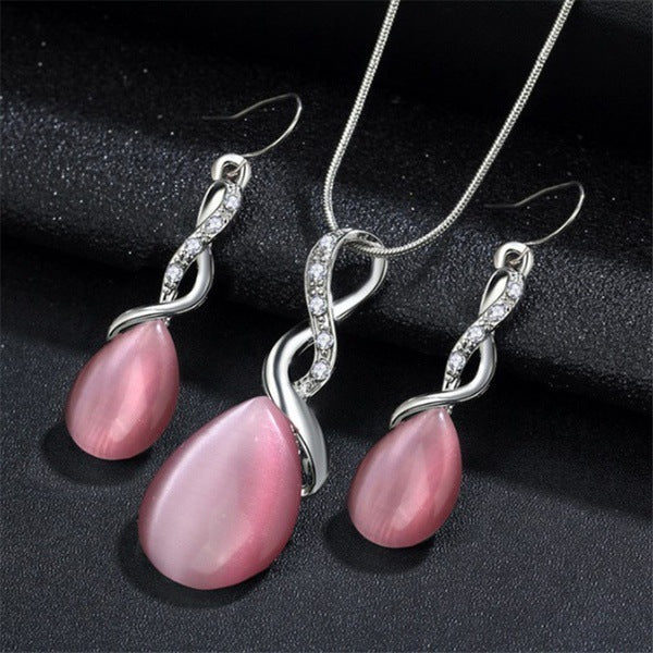 Elegant Opal Water Drop Jewelry Set