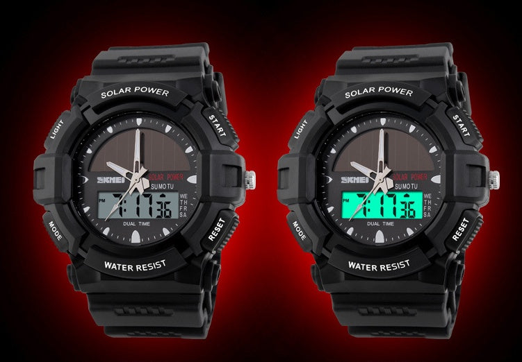 Solar-Powered Double Display Waterproof Outdoor Sports Watch