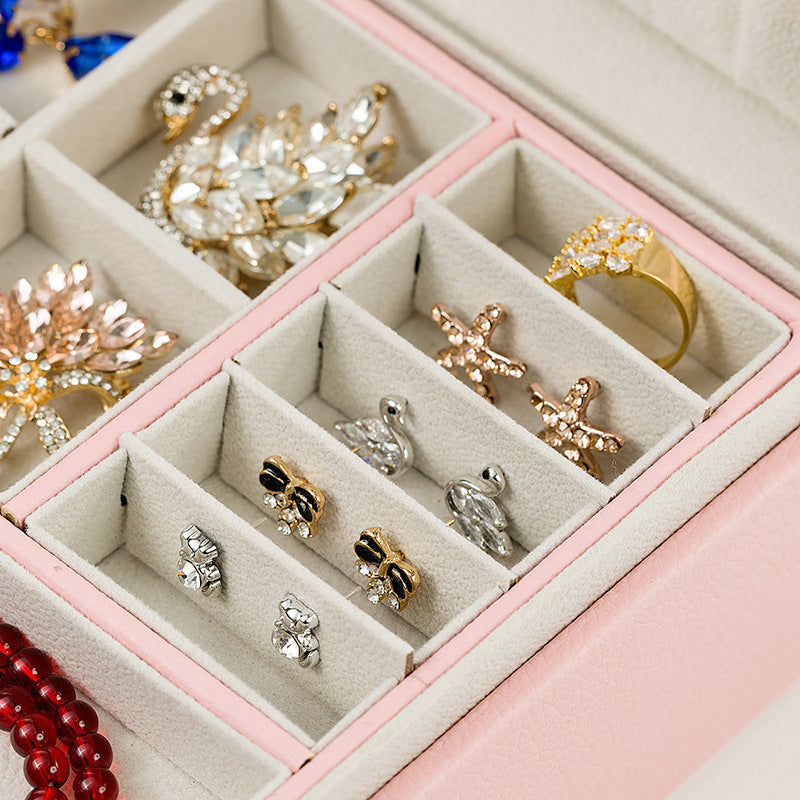 Multifunctional Wooden Leather Jewelry Storage Box