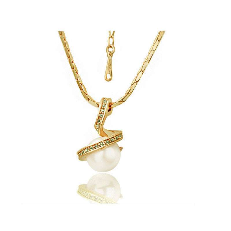 Cubic Zirconia & Black Simulated Pearl Earring and Necklace Set