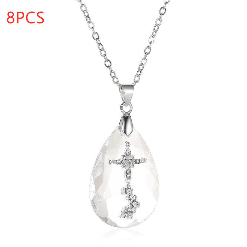 Simple Wild Cross Drop Pendant Necklace