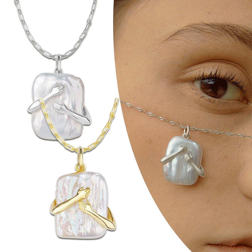 Unique Square Baroque Pearl Pendant Necklace