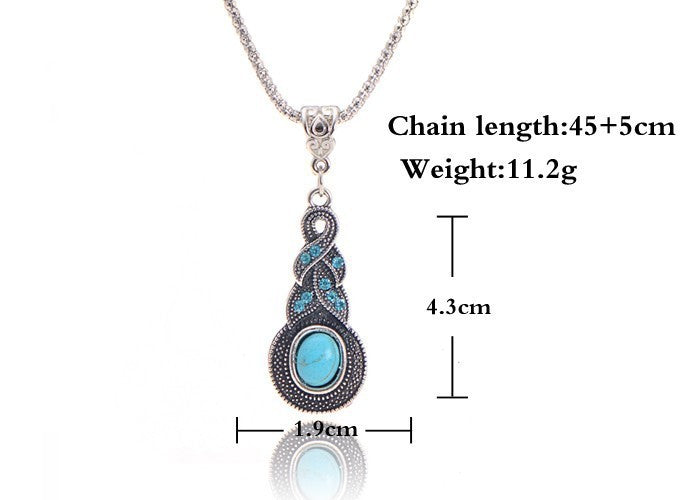 Vintage Bohemian Blue Crystal Turquoise Jewelry Set