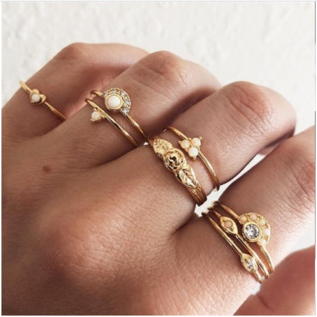 Gold Boho & Vintage Stackable Ring Set