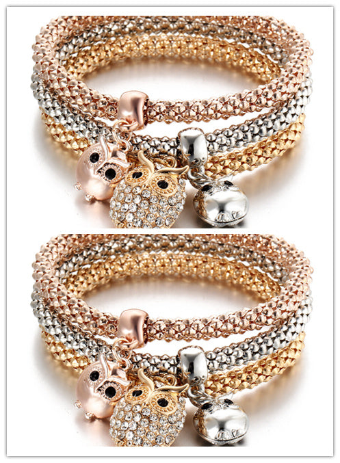 Tricolor Stretch Popcorn Chain Bracelet Set