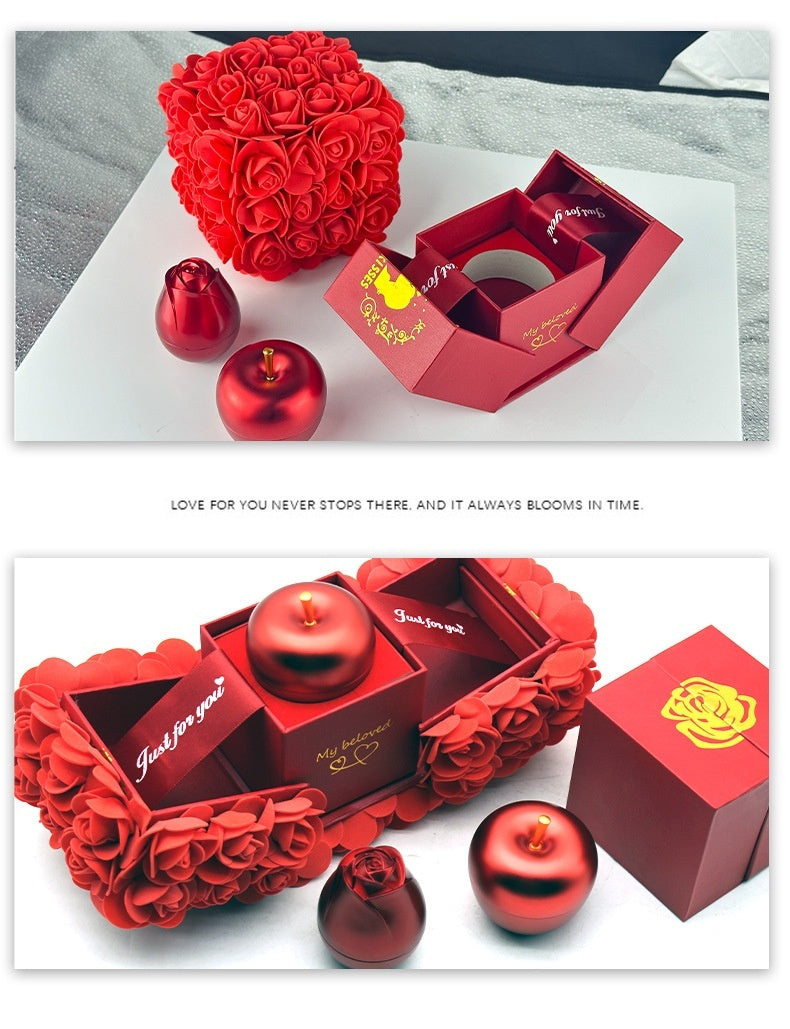 Eternal Rose & Crystal Pendant Necklace Jewelry Box Set - Valentine's Day Gift
