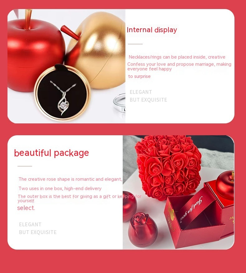 Eternal Rose & Crystal Pendant Necklace Jewelry Box Set - Valentine's Day Gift